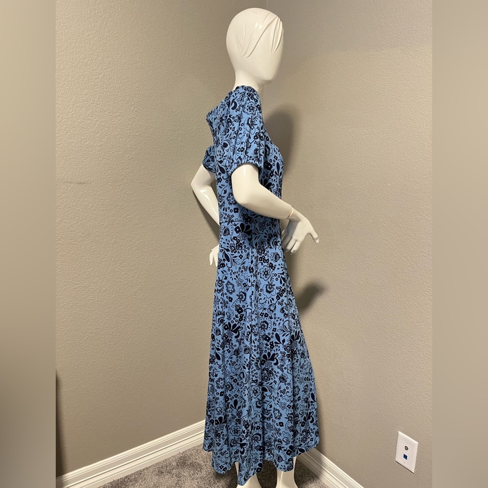 BODEN Women’s Blue & Black Nancy Jersey Paisley SS Midi Dress Size US 12R - Picture 4 of 14